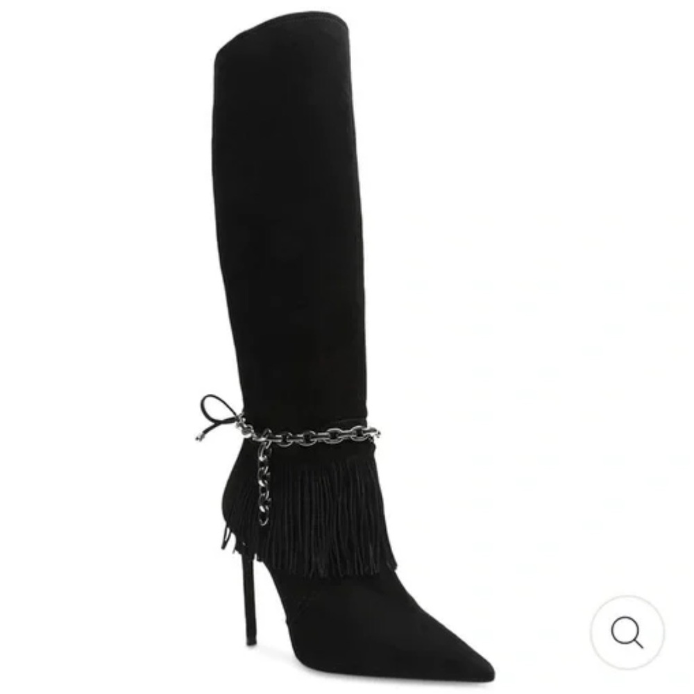 Schutz Black Vickie Suede Knee High Heeled Boots Size 7 NEW IN BOX